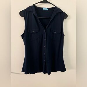 J. McLaughlin Navy Sleeveless Button Down Tank